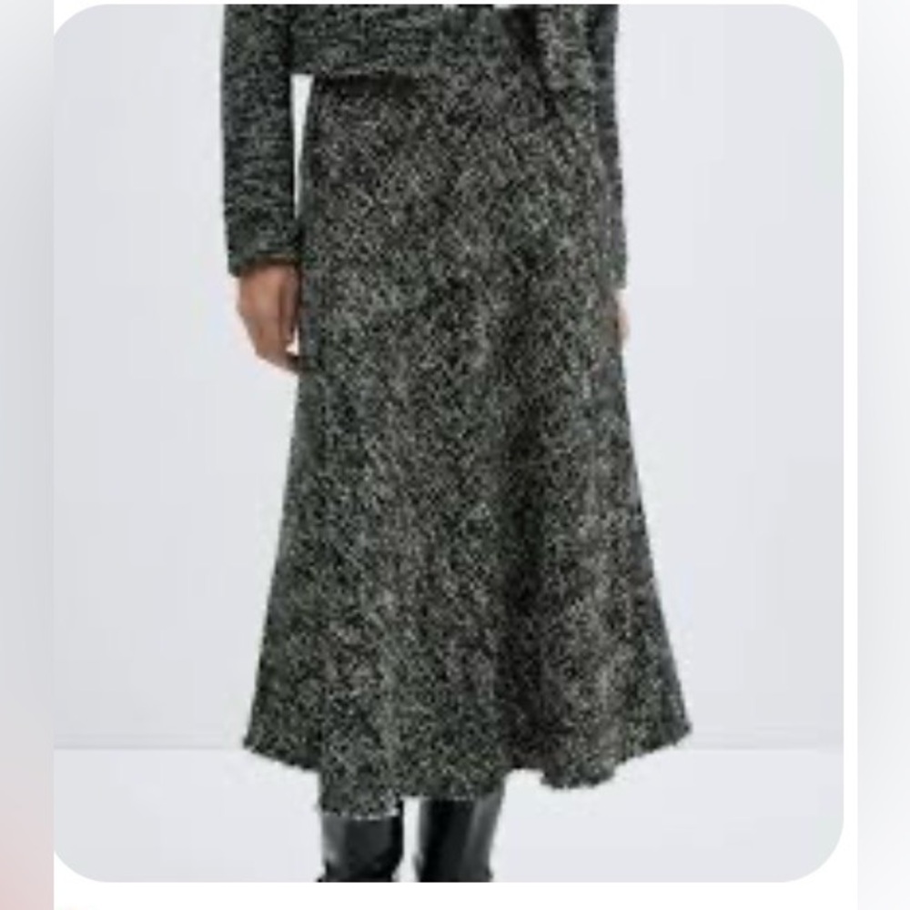 Jason Wu Tweed Fringe Midi Skirt Black and white Old Money Fall Winter